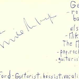 Mike RutherFor For Ford Guitarist Vocalist Genesis Rock Band Signed Index Card JSA COA