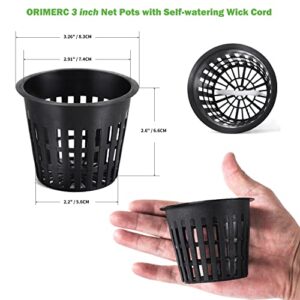 30 Pack 3 Inch Net Cup Pots with Hydroponic Self Watering Wick & Plant Labels for Aquaponics Mason Jar Insert Orchid kratky Vegetable Garden Gardening Growing Netted Baskets Slotted Mesh Wide Lip Rim