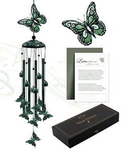 venbeel wind chimes for outside, 33″ butterfly wind chimes outdoor, gifts for women mom grandma birthday, memorial gift for garden porch patio home decor