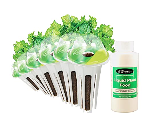 EZ-gro Salad Greens Mix (6) Pod Kit Compatible with Aerogarden Seed Pod Kit - Pre-Seeded Seed Pods for Hydroponic Garden - 4 oz Hydroponic Nutrients for Smart Garden