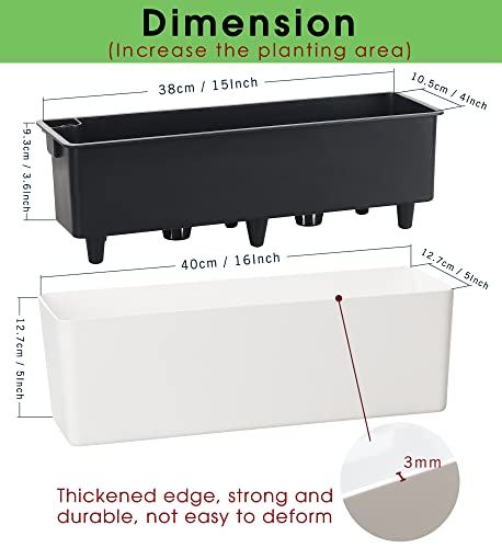 GardenBasix Elongated Self Watering Planter Pots Window Box 5.5 x 16 inch with Coconut Coir Soil Indoor Home Garden Modern Decorative Planter Pot for All House Plants Flowers Herbs 1, White 5.5" x16”