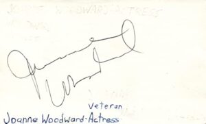 joanne woodward actress signed 3×5 index card with jsa coa