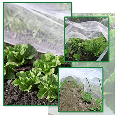 SnugNiture Garden Netting 10x33FT Ultra Fine Mesh Mosquito Netting Plant Covers, White Bird Netting Barrier Greenhouse Row Cover Protect Fruits Flower Vegetables from Birds Deer & Squirrels