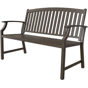 grand patio garden bench, outdoor benches with anti-rust aluminum steel metal frame, patio seating for front porch backyard park outside furniture decor, northwoods brown
