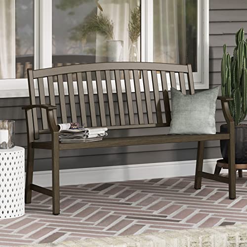 Grand patio Garden Bench, Outdoor Benches with Anti-Rust Aluminum Steel Metal Frame, Patio Seating for Front Porch Backyard Park Outside Furniture Decor, Northwoods Brown