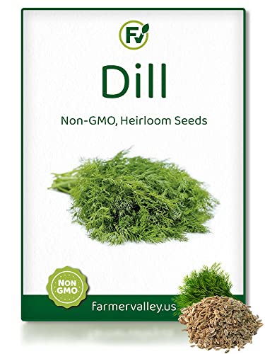 Dill Seeds for Planting Home Garden Herbs - Individual Pack of 300+ Heirloom Seeds, Suitable for Outdoors, Indoors, and Hydroponics - Non-GMO, Non-Hybrid, Untreated, and USA Grown Variety