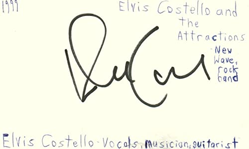 Elvis Costello Vocalist Attractions Music Autographed Signed Index Card JSA COA