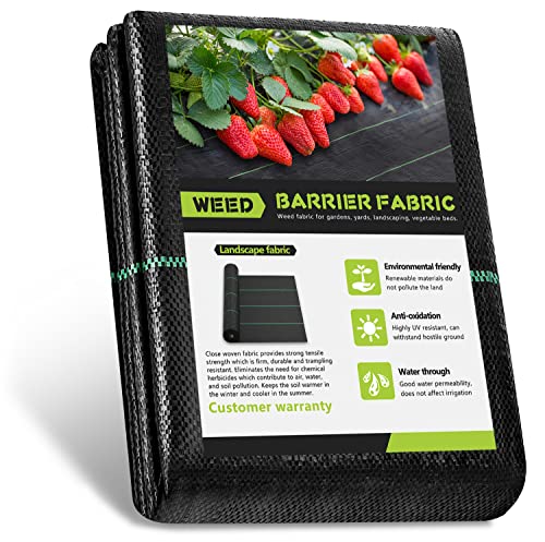 Garden Weed Barrier Landscape Fabric Heavy Duty, Woven Ground Cover Weed Barrier, Black Mulch for Landscaping Fabric, Weed Control Fabric Mat for Garden Beds, Landscaping, Driveway 5x50FT