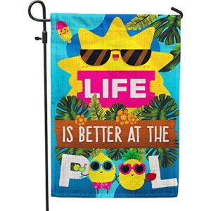 summer pool garden flags, life is better at the pool decoration flag outdoor 12x18inch double sided