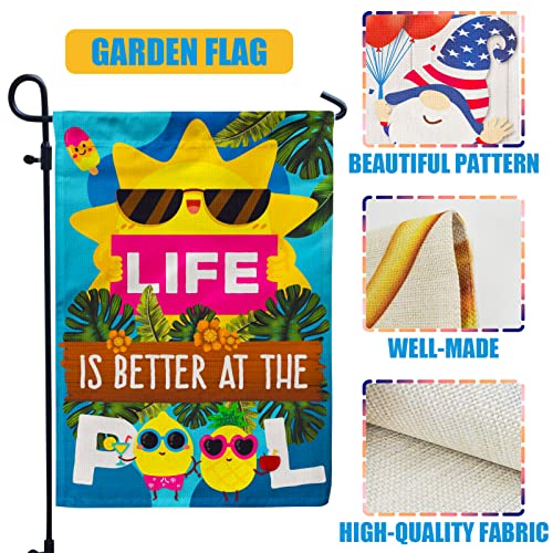 Summer Pool Garden Flags, Life is Better At the Pool Decoration Flag Outdoor 12x18Inch Double Sided