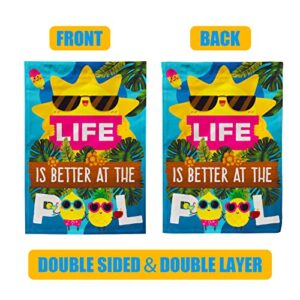 Summer Pool Garden Flags, Life is Better At the Pool Decoration Flag Outdoor 12x18Inch Double Sided