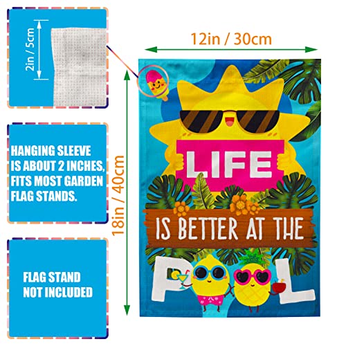 Summer Pool Garden Flags, Life is Better At the Pool Decoration Flag Outdoor 12x18Inch Double Sided