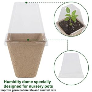 winemana 36 Set Plant Nursery Pots with Humidity Dome, Seed Starter Pots Biodegradable Peat Pots, Seedlings Planting Pots with Plant Labels for Indoor Outdoor Garden (Square)