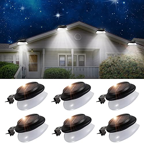 SMY Lighting Solar Gutter Lights Outdoor, Solar Patio Decor Lights with Adjustable Bracket Waterproof Solar Fence Lights for Eaves Patio Deck Garden Wall Yard Attic Walkway (6pack, Pure White)