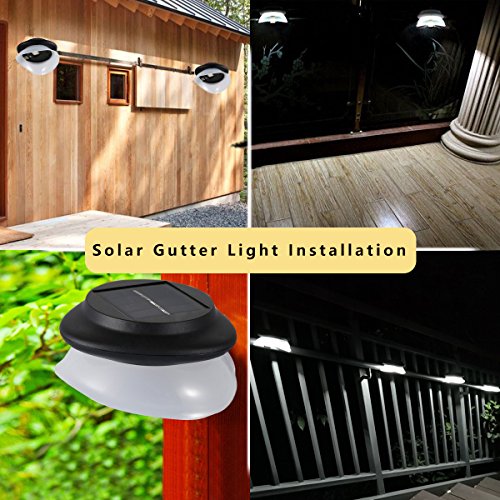 SMY Lighting Solar Gutter Lights Outdoor, Solar Patio Decor Lights with Adjustable Bracket Waterproof Solar Fence Lights for Eaves Patio Deck Garden Wall Yard Attic Walkway (6pack, Pure White)