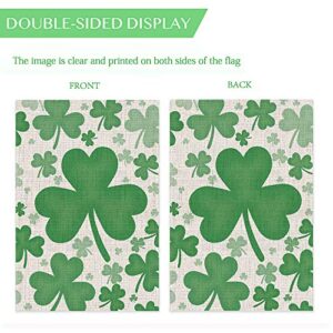 Bravilan St. Patrick's Day Garden Flag Vertical Double Sided Irish Green Shamrock Garden Flag, St Patricks Day Holiday Yard Home Outdoor Decoration 12.5 x 18 Inch