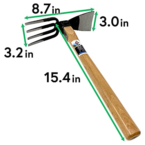 HACHIEMON Japanese Craftsmanship Garden Hand Tool Hoe and Cultivator Hand Tiller - Sturdy and Sharp