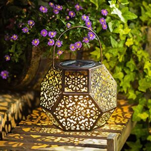solar lantern hanging garden outdoor lights metal waterproof led table lamp