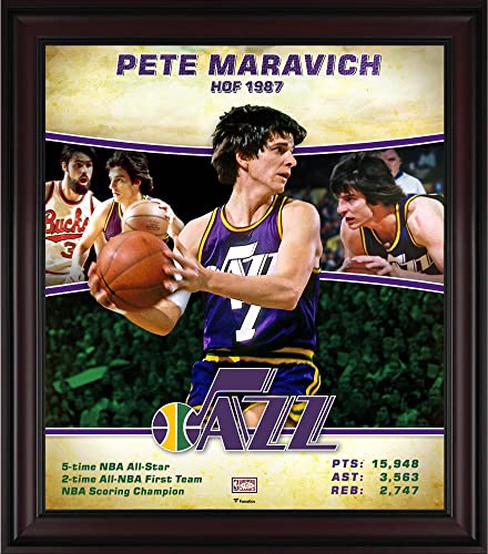 Pete Maravich Utah Jazz Framed 15" x 17" Hardwood Classics Player Collage - NBA Player Plaques and Collages