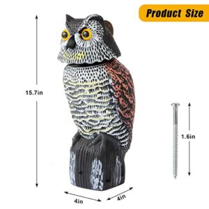 XYSFUZD Fake Owl Decor with Moving Head and Sound Plastic Garden Owl Statues