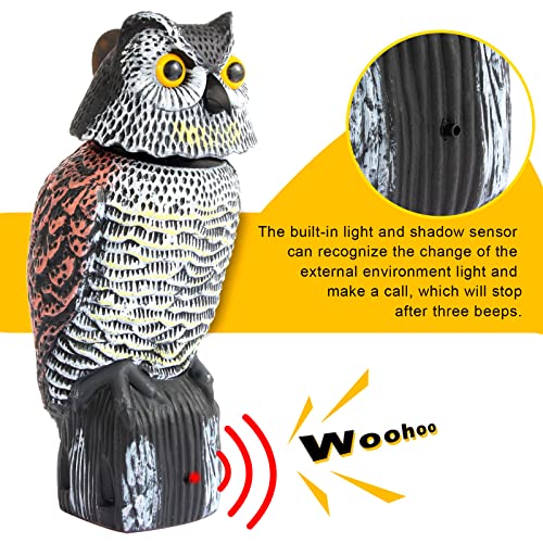 XYSFUZD Fake Owl Decor with Moving Head and Sound Plastic Garden Owl Statues