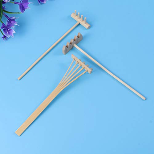 HEALLILY Mini Zen Garden Rake Bamboo Tool Set Rake Sand Rock Push Drawing Pen Desktop Decor Accessories 3Pcs