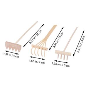 HEALLILY Mini Zen Garden Rake Bamboo Tool Set Rake Sand Rock Push Drawing Pen Desktop Decor Accessories 3Pcs