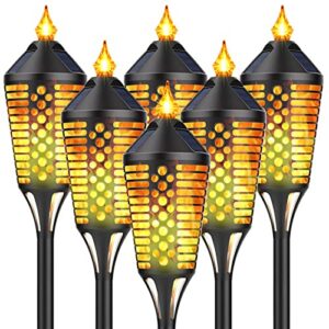 NefCase Illuminate Your Outdoor Space Solar Tiki Torches - 6 Pack of 40 Waterproof Torches with Flickering Flames for Yard, Deck, Garden, and Patio Decoration