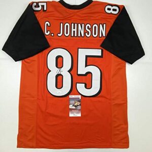 autographed/signed chad johnson ochocinco cincinnati orange football jersey jsa coa