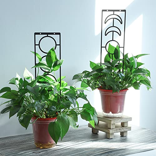 Set of 4 Small Metal Plant Trellis House Plant Pot Trellises Mini Climbing Plant Garden Trellises Indoor Potted Plants Trellis with Screws for Garden Home Flowers Vine Support, 19 x 4.8 inch