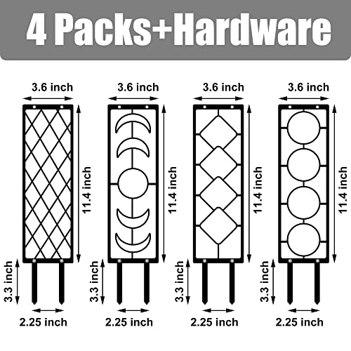 Set of 4 Small Metal Plant Trellis House Plant Pot Trellises Mini Climbing Plant Garden Trellises Indoor Potted Plants Trellis with Screws for Garden Home Flowers Vine Support, 19 x 4.8 inch