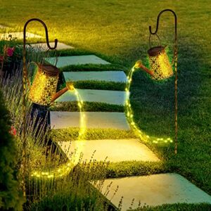 Skcoipsra Solar Watering Can with Lights, 50LEDs Solar Garden Decor with String Lights, Waterproof Decorative Hanging Outdoor Latern for Patio Yard Lawn Pathway, Christmas Decor