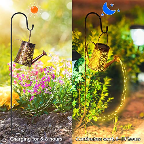 Skcoipsra Solar Watering Can with Lights, 50LEDs Solar Garden Decor with String Lights, Waterproof Decorative Hanging Outdoor Latern for Patio Yard Lawn Pathway, Christmas Decor