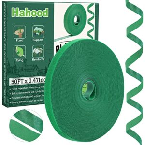 hahood plant ties reusable garden tape adjustable plant support for effective growing nylon plant tie strap for flowers, tomato, vines, tree (50 feet x 0.47 inches, green)