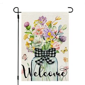 crowned beauty spring garden flag floral 12×18 inch double sided for outside welcome burlap small yard holiday decoration cf742-12