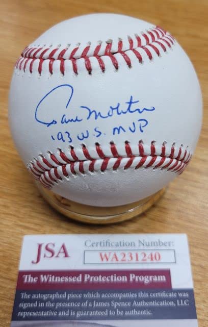 Autographed Paul Molitor"93 WS MVP" Official Major League Baseball JSA Witness COA