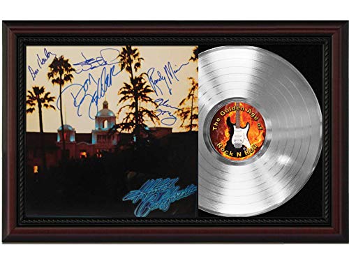 Eagles Hotel California Cherrywood Framed Silver LP Record Signature Display M4