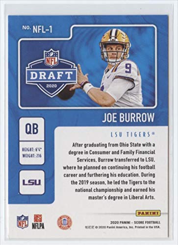 2020 Score NFL Draft #1 Joe Burrow LSU Tigers NFL Football Trading Card