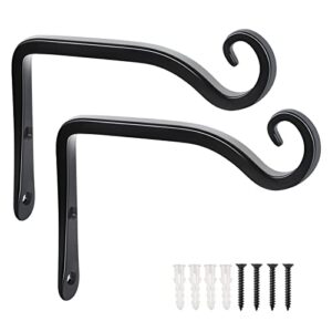 feed garden hanging plant bracket 2 pack 6 inch hand-forged plant hangers for outdoor with screws