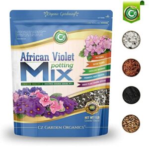 Organic African Violet Potting Mix - Made in USA with Premium Grade Ingredients - Coco Peat Humus • Perlite • Vermiculite • Horticultural Biochar Charcoal to Improve Plant Growth