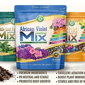 Organic African Violet Potting Mix - Made in USA with Premium Grade Ingredients - Coco Peat Humus • Perlite • Vermiculite • Horticultural Biochar Charcoal to Improve Plant Growth