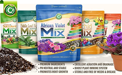 Organic African Violet Potting Mix - Made in USA with Premium Grade Ingredients - Coco Peat Humus • Perlite • Vermiculite • Horticultural Biochar Charcoal to Improve Plant Growth