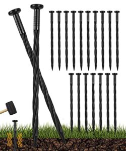 meboyz 50 pack of 8-inch plastic landscape edging spikes are perfect for anchoring weed barriers, paver edging, artificial turf, grass pathways, and more.