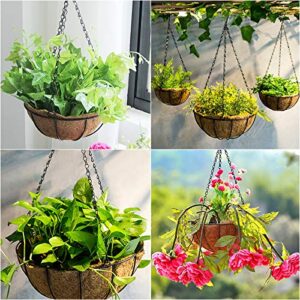 LUCCK Hanging Planters Basket Set of 3 Hanging Flower Pots 10 Inch Chain Round Wire Plant Holder with Coco Coir Liner Garden Watering Hanging Baskets for Patio Garden Outdoor