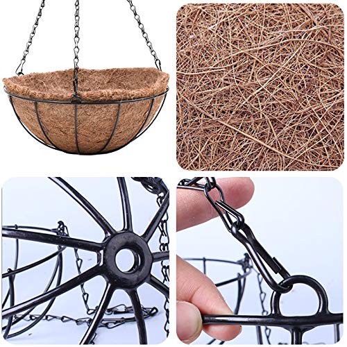 LUCCK Hanging Planters Basket Set of 3 Hanging Flower Pots 10 Inch Chain Round Wire Plant Holder with Coco Coir Liner Garden Watering Hanging Baskets for Patio Garden Outdoor