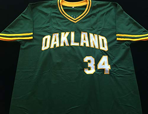 Dave Stewart Signed Autographed Green Baseball Jersey with Beckett COA - Oakland A's Pitcher - Size XL