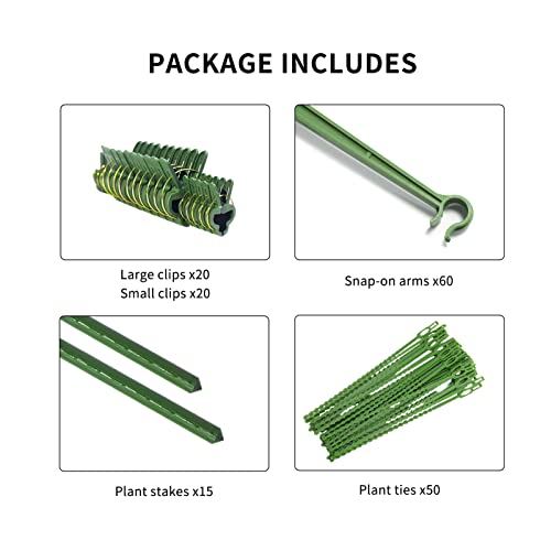 NO Splicing - 5ft Tomato Cages 5-Pack Large Tall Tomato Stakes Supports Garden Stakes,40 Clips and Plant Ties Include, Green