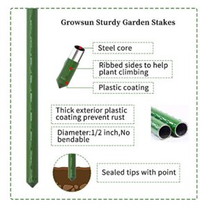 NO Splicing - 5ft Tomato Cages 5-Pack Large Tall Tomato Stakes Supports Garden Stakes,40 Clips and Plant Ties Include, Green