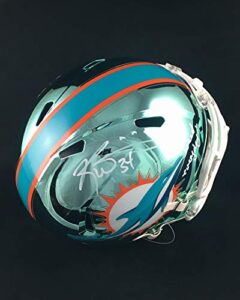 ricky williams miami dolphins signed autographed full-size chrome replica football helmet with jsa coa