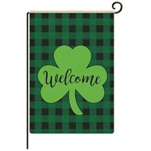 st patricks day garden flag 12.5×18 vertical double sided decorative happy st patricks day shamrock welcome garden flag for outside yard lawn outdoor st patricks day decoration-l10